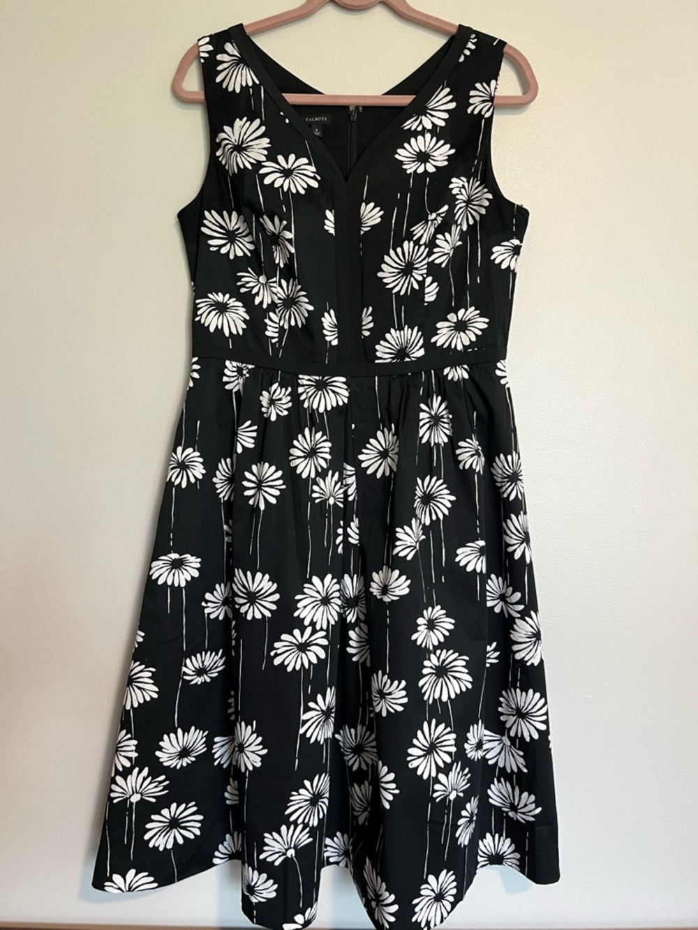 Talbots Black & White Floral Midi Dress